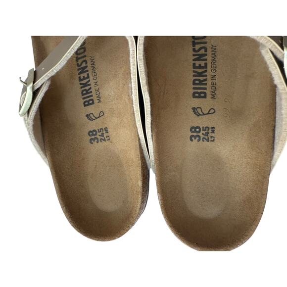 NWOB Birkenstock Women's Gold Gold Gizeh Birko-Flor Sandal Size 7 - Picture 6 of 7